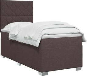 vidaXL Κρεβάτι box spring με στρώμα Σκούρο Καφέ 100 x 200 cm Ύφασμα