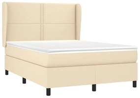 Κρεβάτι Boxspring με Στρώμα Κρεμ 140x190 εκ. Υφασμάτινο - Κρεμ