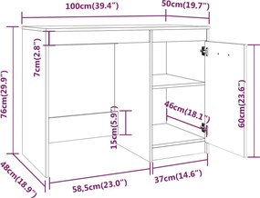 vidaXL Γραφείο Γκρι Sonoma 100x50x76 εκ. από Επεξεργασμένο Ξύλο