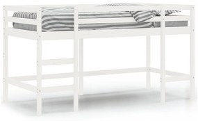 Κρεβάτι Παιδικό Υπερ. Σκάλα Λευκό 80x200εκ. Μασίφ Ξύλο Πεύκου - Λευκό