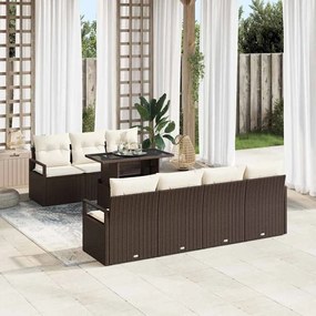 vidaXL Σετ Καναπέ Κήπου με αποθήκευση 8 pcs Καφέ Πολυ ράταν