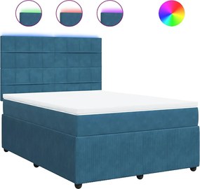 vidaXL Κρεβάτι Boxspring με Στρώμα Μπλε 160x200 εκ. Βελούδινο
