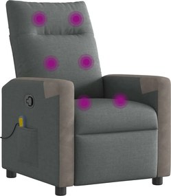 vidaXL Πολυθρόνα Μασάζ Ανακλινόμενη Σκούρο Γκρι Υφασμάτινη