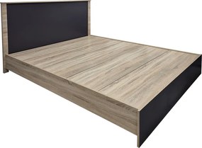 Κρεβάτι Athos pakoworld σε sonoma-ανθρακί απόχρωση 160x200εκ