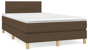 vidaXL Κρεβάτι Boxspring με Στρώμα Σκούρο Καφέ 120x190 εκ Υφασμάτινο