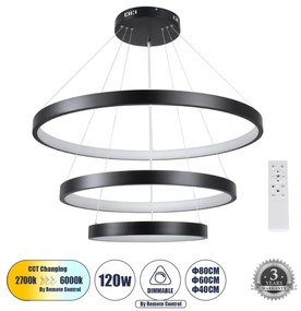 NEMESIS TRIO 61170 Κρεμαστό Φωτιστικό Δαχτυλίδι-Κύκλος LED CCT 120W 14723lm 360° AC 220-240V