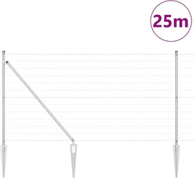 vidaXL Τεντώτο με στήριγμα Ασημί 1,2 x 25 m Ατσάλι