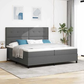 vidaXL Κρεβάτι με Ελατήρια και Στρώμα & LED - Σκούρο Γκρι 200 x 200 εκ Υφασμάτινο
