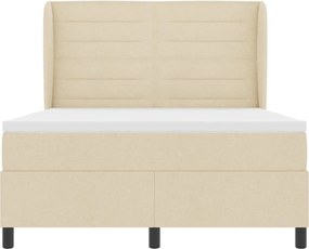 vidaXL Κρεβάτι με ελατήρια με στρώμα Κρεμ 140 x 200 cm ύφασμα