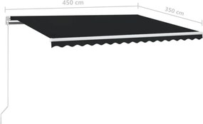 vidaXL Τέντα Συρόμενη Χειροκίνητη Ανθρακί 450 x 350 εκ.