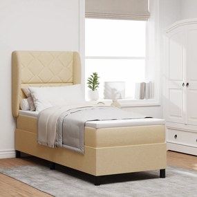 vidaXL Κρεβάτι με ελατήρια με στρώμα Κρεμ 80 x 200 cm ύφασμα