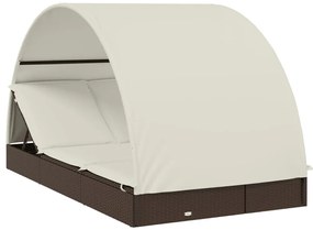 vidaXL Ξαπλώστρα 2 Ατόμων Στρογγ. Οροφή Καφέ 211x112x140εκ Συνθ. Ρατάν