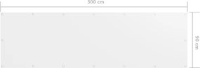 vidaXL Διαχωριστικό Βεράντας Λευκό 90 x 300 εκ. Ύφασμα Oxford