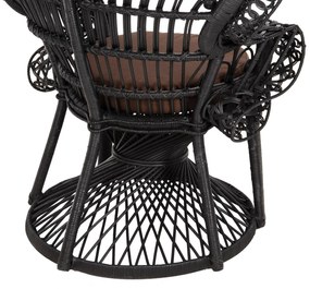 Καρέκλα - Πολυθρόνα ROYAL PEACOCK C9342.03 Μαύρο Rattan με Καφέ Μαξιλάρι 114x72x150Yεκ. 114x72x150 εκ.