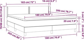 vidaXL Κρεβάτι Boxspring με Στρώμα Μπλε 180x200 εκ. Υφασμάτινο
