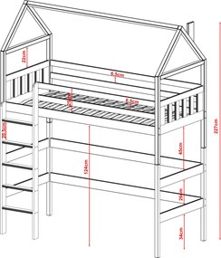 GLORIA 80x160 graphite loft bed Lano Furniture