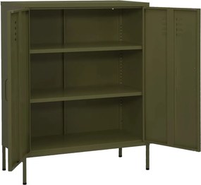 vidaXL Ντουλάπι Αποθήκευσης Πράσινο Λαδί 80x35x101,5 εκ. από Ατσάλι