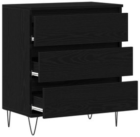 vidaXL Μπουφές με Συρτάρια Μαύρο Ξύλο 60x35x70 εκ. Κατασκευασμένο από Συνθετικό Ξύλο