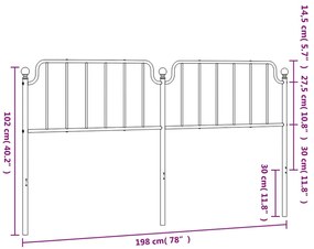 vidaXL Κεφαλάρι Μαύρο 193 εκ. Μεταλλικό