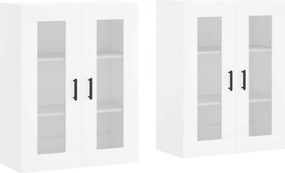 vidaXL Ντουλάπια Επιτοίχια 2 τεμ. Λευκά από Επεξεργασμένο Ξύλο