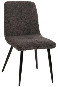 Καρέκλα Shelly HM8590.01 48x64x87cm Με Μαύρα Μεταλλικά Πόδια & Ύφασμα Teddy Grey Metal, Fabric