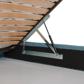 Επενδυμένο Κρεβάτι LUNASTORE Διπλό με Αποθηκευτικό χώρο με Ύφασμα Τυρκουάζ 162x208x115εκ. 162x208x115 εκ.