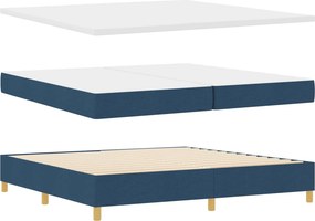 vidaXL Κρεβάτι με ελατήρια με κεφαλάρι Μπλε 200 x 200 cm ύφασμα