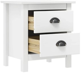 vidaXL Κομοδίνα Hill 2 Τεμ. Λευκά 46x35x49,5 εκ. από Μασίφ Ξύλο Πεύκου