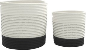 vidaXL Καλάθια Αποθήκευσης 2 τεμ. Ασπρόμαυρα από Βαμβάκι