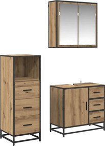 vidaXL Σετ Επίπλων Μπάνιου 3 pcs Artisan Oak Επεξεργασμένο ξύλο