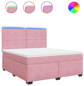 vidaXL Κρεβάτι Boxspring με Στρώμα Ροζ 180x200 εκ. Βελούδινο