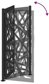 Πύλη κήπου Μαύρη 105x205 cm Ατσάλινη ελαφριά σχεδίαση - Μαύρο