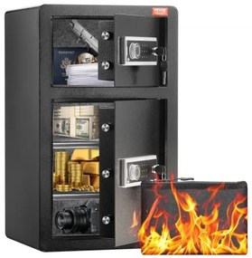 VEVOR Double Door 4.5 cu.ft Safe Box with Key Lock Password Fireproof Bag Black