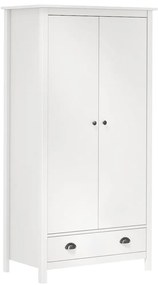 vidaXL Ντουλάπα Hill Δίφυλλη Λευκή 89x50x170 εκ. Μασίφ Ξύλο Πεύκου