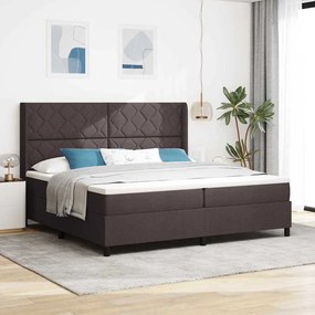 vidaXL LED Κρεβάτι με βάθρο Σκούρο Καφέ 200 x 200 cm ύφασμα