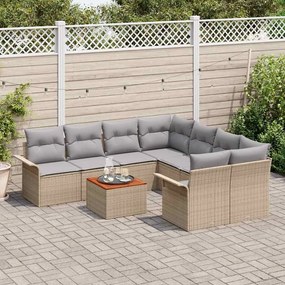 vidaXL Σετ Καναπέ Κήπου 9 pcs Μπεζ Πολυ ράταν