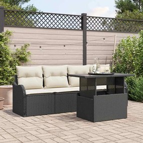 vidaXL Σετ Καναπέ Κήπου 5 pcs Μαύρο 100 x 55 x 73 εκ Πολυ ράταν