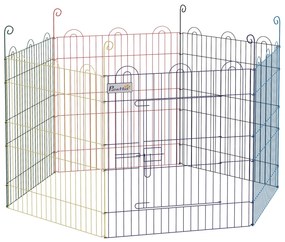 Χώρος παιχνιδιού για κουτάβια PawHut, πτυσσόμενο, αρθρωτό σχέδιο, κλειδώνει, μέταλλο, Ø120x60Υ εκ., Πολύχρωμο