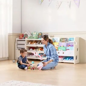 VEVOR  4-Tier Kids Toy Storage with Bookshelf with 10 Movable Plastic Bins