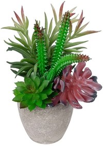 Τεχνητό Φυτό Σε Κασπώ Succulent Varius 21039 17x20cm Multi GloboStar Πηλός,Πολυαιθυλένιο