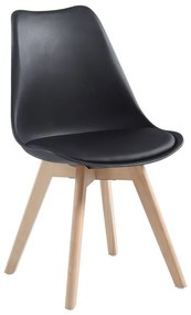 MARTIN Καρέκλα Τραπεζαρίας Κουζίνας, Ξύλο, ΡΡ Μαύρο, Αμοντάριστη Ταπετσαρία  48x56x82cm [-Φυσικό/Μαύρο-] [-Ξύλο/PP - PC - ABS-] ΕΜ136,201