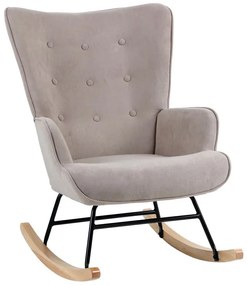 WOODWELL Ε7143,2ALMA Rocking Πολυθρόνα Μπερζέρα Καθιστικού, Ύφασμα Velure Καφέ, Βάση Μαύρο-Φυσικό 67x86x92cm Ε7143,2
