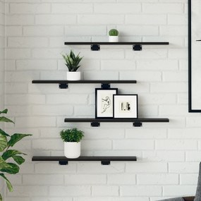 vidaXL Ράφια Βιβλιοθήκης - Πακέτο 4 σε Μαύρη Δρυ, 60x10x1.5 εκ - Κατασκευασμένα από Επεξεργασμένο Ξύλο