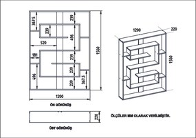 Βιβλιοθήκη Μαύρο / Δρυς DEGAR 120x22x156