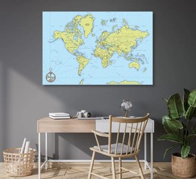 Εικόνα σε φελλό κομψό χάρτη με πυξίδα - 120x80  wooden