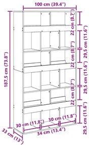 ΒΙΒΛΙΟΘΗΚΗ ΚΑΦΕ ΔΡΥΣ 100X33X187,5 ΕΚ. ΑΠΟ ΕΠΕΞΕΡΓΑΣΜΕΝΟ ΞΥΛΟ 3309381