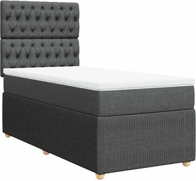 vidaXL Κρεβάτι Boxspring με Στρώμα Σκούρο Γκρι 90x190 εκ. Υφασμάτινο