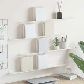 vidaXL Ράφι Τοίχου με ράφι Επιτοίχιο 4 pcs Λευκό 80 x 9 x 2,5 εκ.
