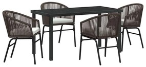 vidaXL Σέτ φαγητού για κήπο 5 pcs Καφέ Πολυ ράταν