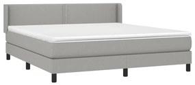 Κρεβάτι Boxspring με Στρώμα Ανοιχτό Γκρι 180x200 εκ. Υφασμάτινο - Γκρι